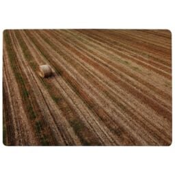 Benjamin Tate Design Aerial View Of Hay Bale Fields Designer Rug in Natural - Size: Large - thumbnail 1