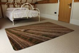 Benjamin Tate Design Aerial View Of Hay Bale Fields Designer Rug in Natural - Size: Large - thumbnail 3
