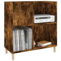 Berkfield Home Record Cabinet Smoked Oak 84.5x38x89 cm Engineered Wood in Brown - thumbnail 4