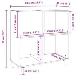 Berkfield Home Record Cabinet Smoked Oak 84.5x38x89 cm Engineered Wood in Brown - thumbnail 9