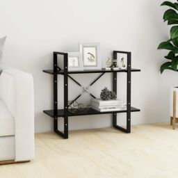 Berkfield Home 2-Tier Book Cabinet Black 80x30x70 cm Engineered Wood - Size: 80 x 30 x 70 cm - thumbnail 1
