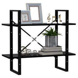 Berkfield Home 2-Tier Book Cabinet Black 80x30x70 cm Engineered Wood - Size: 80 x 30 x 70 cm - thumbnail 3