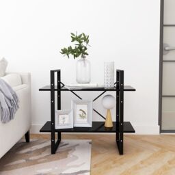 Berkfield Home 2-Tier Book Cabinet Black 80x30x70 cm Engineered Wood - Size: 80 x 30 x 70 cm - thumbnail 6