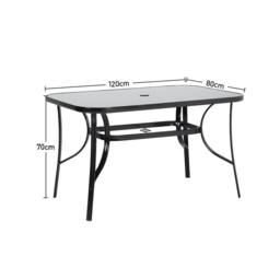Living and Home 6-Seater Outdoor Garden Dining Table Set with Parasol Hole in Black - thumbnail 8