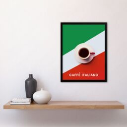 "Artery8 Italian Coffee Cup Aerial View Advert Design Framed Art Print - Size: W12"" x H16""" - thumbnail 4