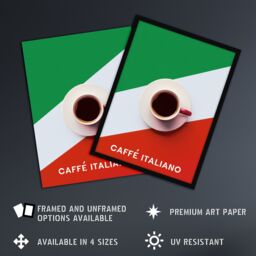 "Artery8 Italian Coffee Cup Aerial View Advert Design Framed Art Print - Size: W12"" x H16""" - thumbnail 2