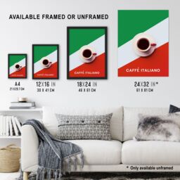"Artery8 Italian Coffee Cup Aerial View Advert Design Framed Art Print - Size: W12"" x H16""" - thumbnail 3