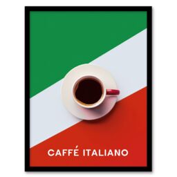 "Artery8 Italian Coffee Cup Aerial View Advert Design Framed Art Print - Size: W12"" x H16""" - thumbnail 1