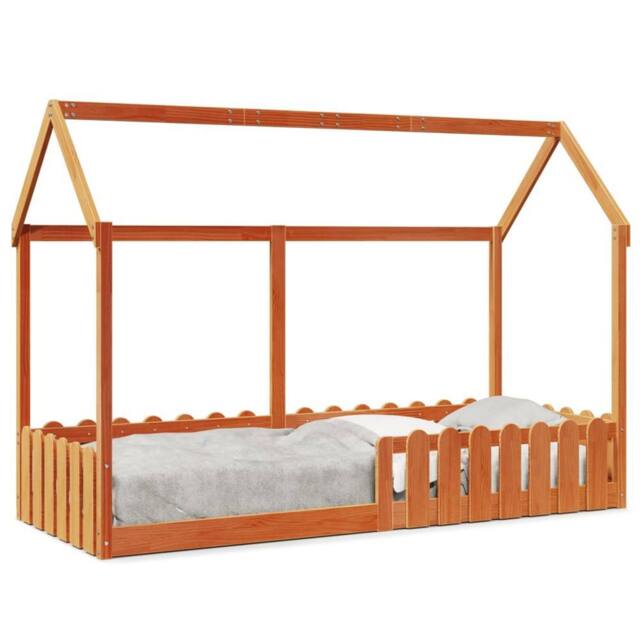 Berkfield Home Kids' House Bed Frame without Mattress Wax Brown 80x200 cm - image 1