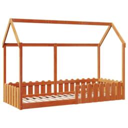 Berkfield Home Kids' House Bed Frame without Mattress Wax Brown 80x200 cm - thumbnail 3