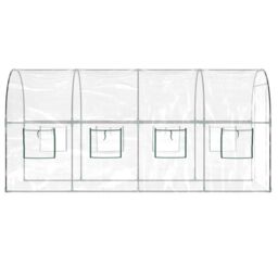 Berkfield Home Greenhouse Transparent 160x400x190 cm PVC&Powder-coated Steel - Size: 160 x 400 x 190 cm - thumbnail 4