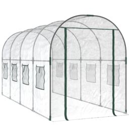 Berkfield Home Greenhouse Transparent 160x400x190 cm PVC&Powder-coated Steel - Size: 160 x 400 x 190 cm - thumbnail 2