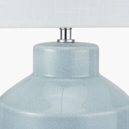 Ruma Small Crackle Effect Table Lamp Cream Ceramic Base White Drum Shade in Blue - thumbnail 3