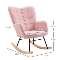 EONLION Pink Nursing Rocking Chair Armchair - Size: 100 cm - thumbnail 2