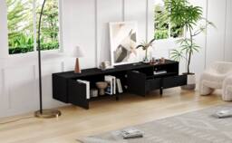 Merax Modern Geometric TV Stand, 200cm Bohemian Media Console Table in Black - thumbnail 4