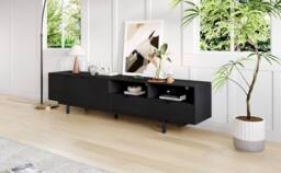 Merax Modern Geometric TV Stand, 200cm Bohemian Media Console Table in Black - thumbnail 2