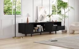 Merax Modern Geometric TV Stand, 200cm Bohemian Media Console Table in Black - thumbnail 9