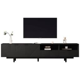 Merax Modern Geometric TV Stand, 200cm Bohemian Media Console Table in Black - thumbnail 6