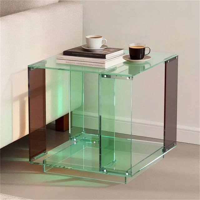 NESTLUNE Green-tinted Acrylic End Side Table in Green - Size: 100 cm x 15 cm - image 1