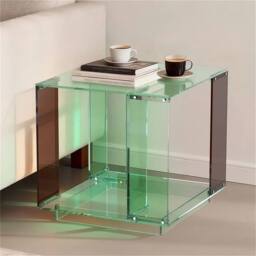 NESTLUNE Green-tinted Acrylic End Side Table in Green - Size: 100 cm x 15 cm - thumbnail 1