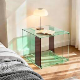 NESTLUNE Green-tinted Acrylic End Side Table in Green - Size: 100 cm x 15 cm - thumbnail 3