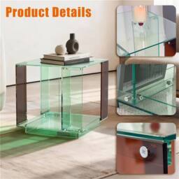 NESTLUNE Green-tinted Acrylic End Side Table in Green - Size: 100 cm x 15 cm - thumbnail 4