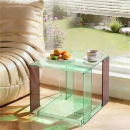 NESTLUNE Green-tinted Acrylic End Side Table in Green - Size: 100 cm x 15 cm - thumbnail 5