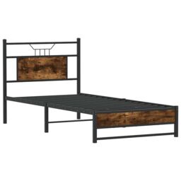 Berkfield Home Bed Frame without Mattress Smoked Oak 90x190 cm Single Engineered Wood in Brown - thumbnail 5