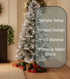 Shatchi Pre-Lit Artificial Christmas Tree Lapland - LED Cool White Lights with Snow Flocked Tips in Green - Size: 10ft - thumbnail 6
