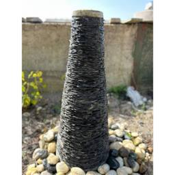 Buttercup Farm Natural Slate on GRC Cone Water Feature with Pump, Light, Reservoir in Grey - thumbnail 1