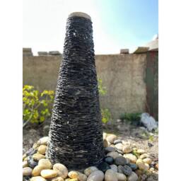 Buttercup Farm Natural Slate on GRC Cone Water Feature with Pump, Light, Reservoir in Grey - thumbnail 2