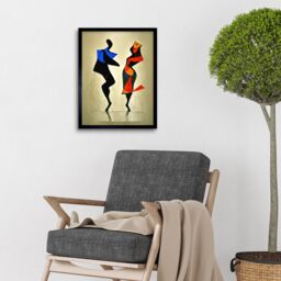 "Artery8 Wall Art Print Abstract Modern Painting Of Two Figures Dancing Art Framed in Black - Size: W12"" x H16""" - thumbnail 2