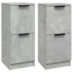Berkfield Home Sideboards 2 pcs Concrete Grey 30x30x70 cm Engineered Wood - Size: 30 x 30 x 70 cm - thumbnail 3
