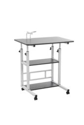 Living and Home Height Adjustable Mobile Table Overbed Desk with Shelves in Black - thumbnail 2