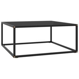Berkfield Home Coffee Table Black with Black Glass 80x80x35 cm - Size: 80 x 80 x 35 cm - thumbnail 2