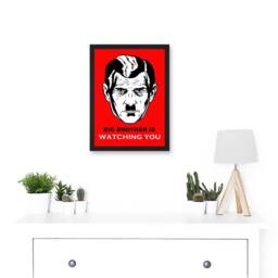 Artery8 Big Brother Is Watching You Man Face 1984 George orwell Artwork Framed Wall Art Print A4 in Black - thumbnail 2
