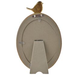"Hestia Wood Effect Oval Frame with Gold Bird 4"" x 6"" in Brown" - thumbnail 4