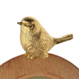 "Hestia Wood Effect Oval Frame with Gold Bird 4"" x 6"" in Brown" - thumbnail 3