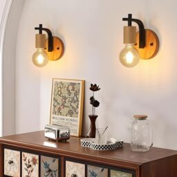 Pheashine Vintage Industrial Wall Lights 2 Pack, Metal Wall Sconces, E27, No Bulb in Brown - thumbnail 2
