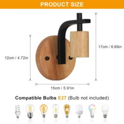 Pheashine Vintage Industrial Wall Lights 2 Pack, Metal Wall Sconces, E27, No Bulb in Brown - thumbnail 3