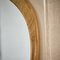 Dibor Contemporary Style Wood Decorative Wall Mirror Bathroom, Bedroom Pebble Mirror H65cm x W50cm in Beige - Size: Medium - thumbnail 5