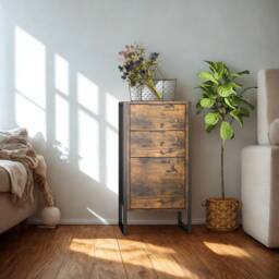 Pirlo Plush Industrial 3 Drawer Chest Of Drawers Storage Unit in Brown - thumbnail 3