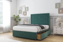 "Sloomy Somerset Plush Divan Bed Base 4 Drawers With 26"" Strutted Headboard in Emerald - Size: Super King" - thumbnail 4