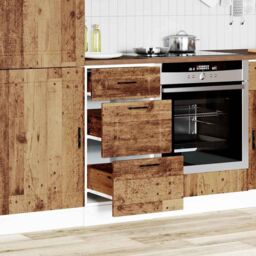 Berkfield Home Kitchen Base Cabinet Porto Old Wood Engineered Wood in Brown - thumbnail 3