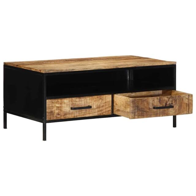 Berkfield Home Coffee Table 90x50x40 cm Solid Wood Rough Mango in Brown - Size: 90 x 50 x 40 cm - image 1