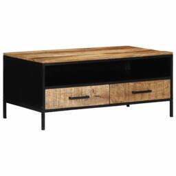 Berkfield Home Coffee Table 90x50x40 cm Solid Wood Rough Mango in Brown - Size: 90 x 50 x 40 cm - thumbnail 4