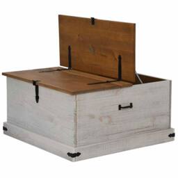 Berkfield Home Storage Chest HALDEN White 91x91x47 cm Solid Wood Pine - Size: 91 x 91 x 47 cm - thumbnail 5