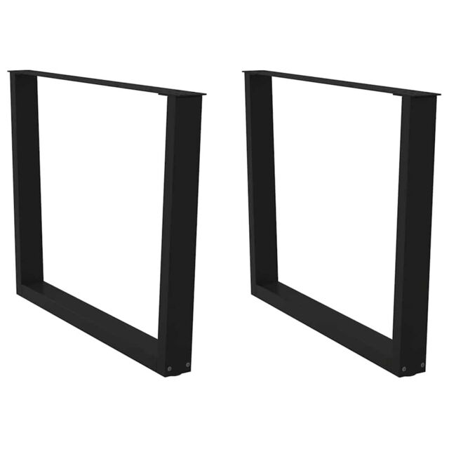 Berkfield Home Dining Table Legs V-Shape 2 pcs Black 100x(72-73.3) cm Steel - image 1