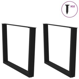 Berkfield Home Dining Table Legs V-Shape 2 pcs Black 100x(72-73.3) cm Steel - thumbnail 3