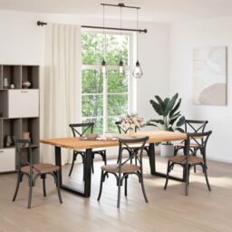 Berkfield Home Dining Table Legs V-Shape 2 pcs Black 100x(72-73.3) cm Steel - thumbnail 2